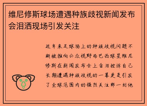 维尼修斯球场遭遇种族歧视新闻发布会泪洒现场引发关注
